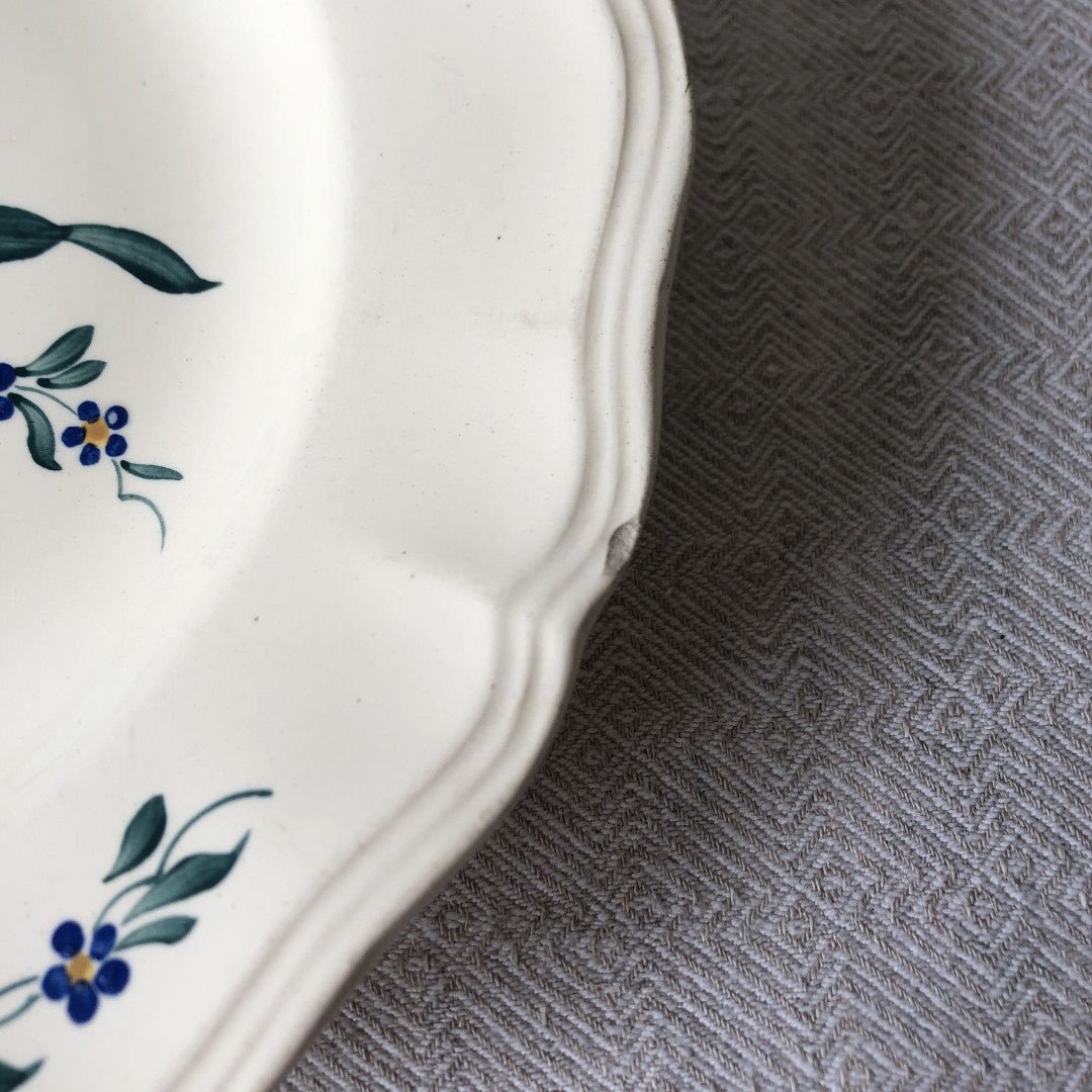 フランス サルグミンヌ 花リム アンティーク コンポティエ 平皿 ディゴ