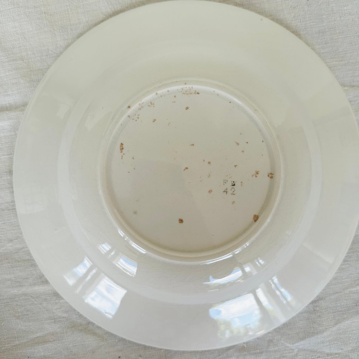 バスク柄スーププレート 深皿　バドンヴィレー  386 フランスアンティーク食器 バスク柄スーププレート 深皿 386 バドンヴィレー フランス