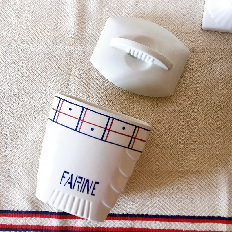 リュネヴィル 陶器製キャニスター FARINE フランスアンティーク食器 リュネヴィル 陶器製キャニスター FARINE フランスアンティーク