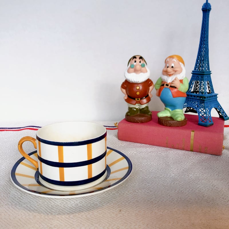 HBCM Béarn バスク柄 ショコラカップアンドソーサー「イエローxブルー