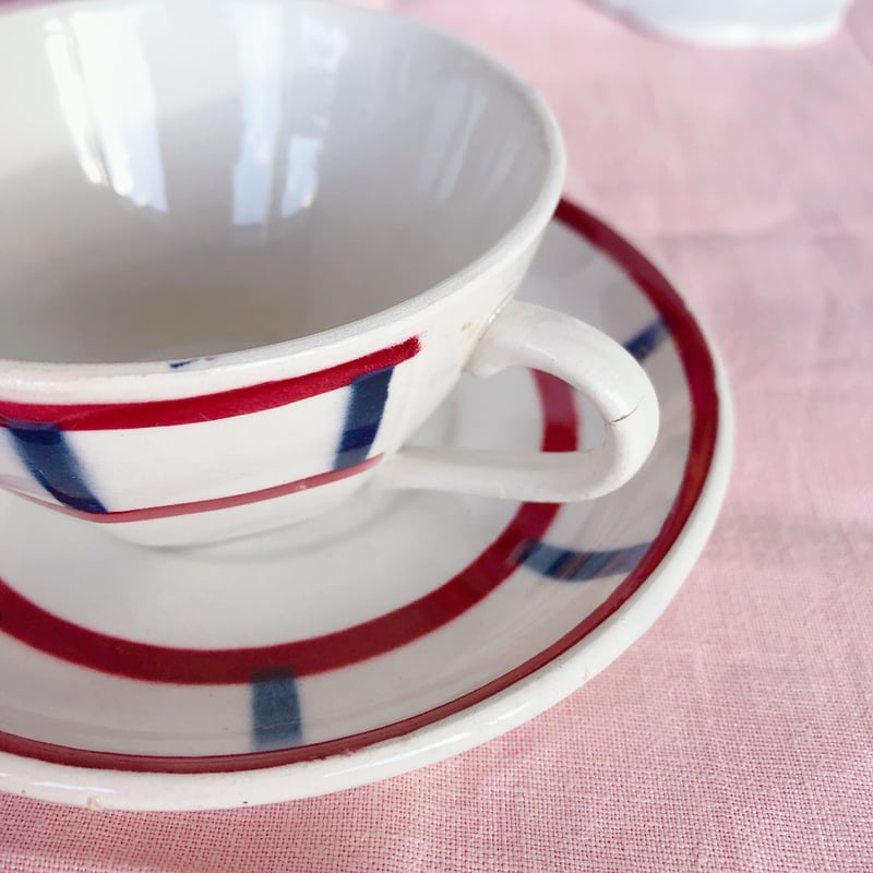 バドンヴィレー バスク柄カップアンドソーサー デミタス C フランス