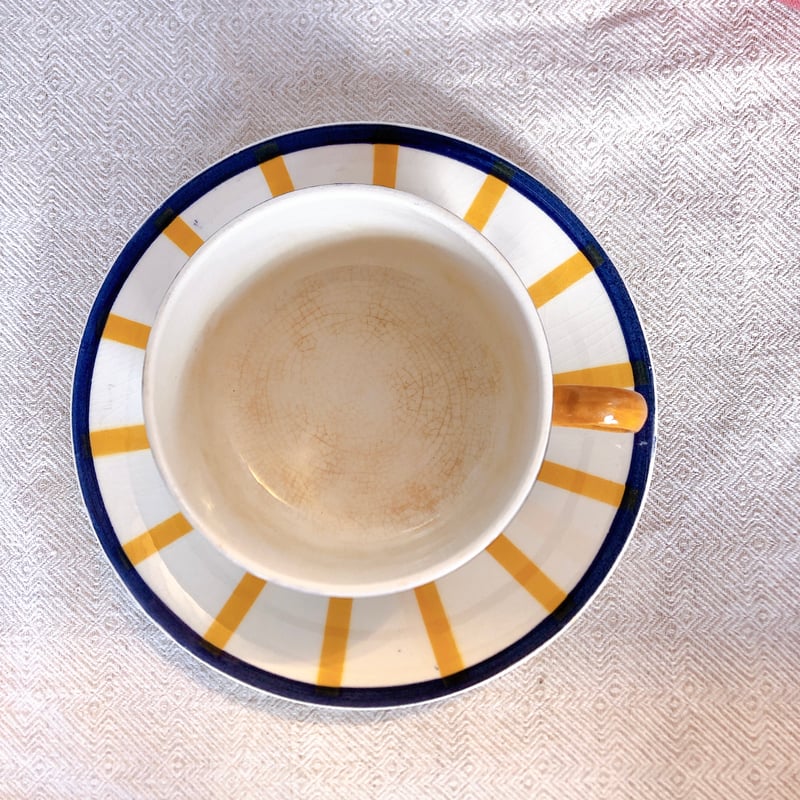 HBCM Béarn バスク柄 ショコラカップアンドソーサー「イエローx