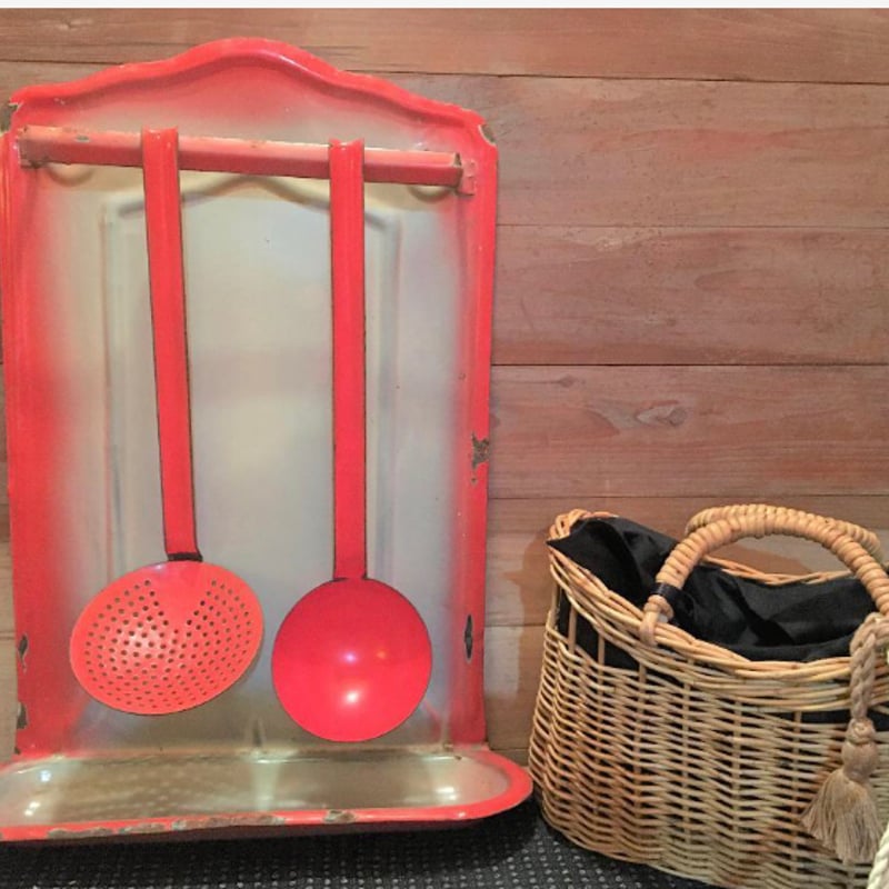 レードルラック+レードル ホーロー製 フランスアンティーク