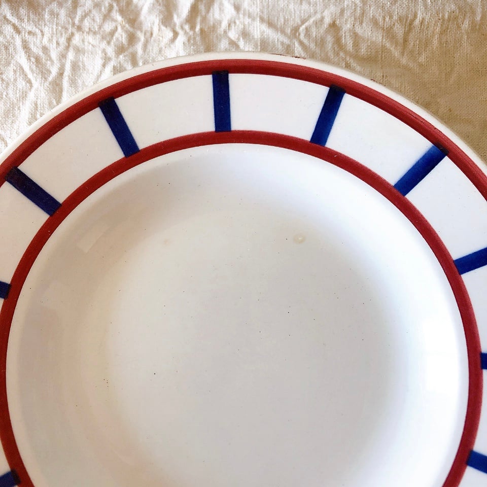 フランスアンティーク♧HBCMクレイユモントロー♧バスク柄スーププレート② フランスアンティーク HBCM Béarn クレイユモントロー バスク柄 スープ