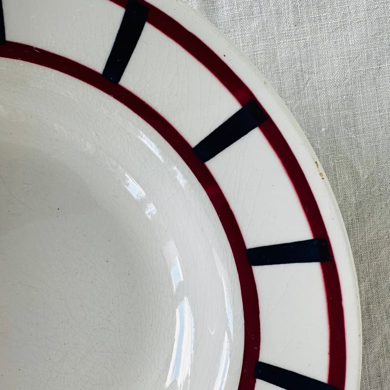 バスク柄スーププレート 深皿　388 バドンヴィレー  フランスアンティーク食器 バスク柄スーププレート 深皿 388 バドンヴィレー フランス