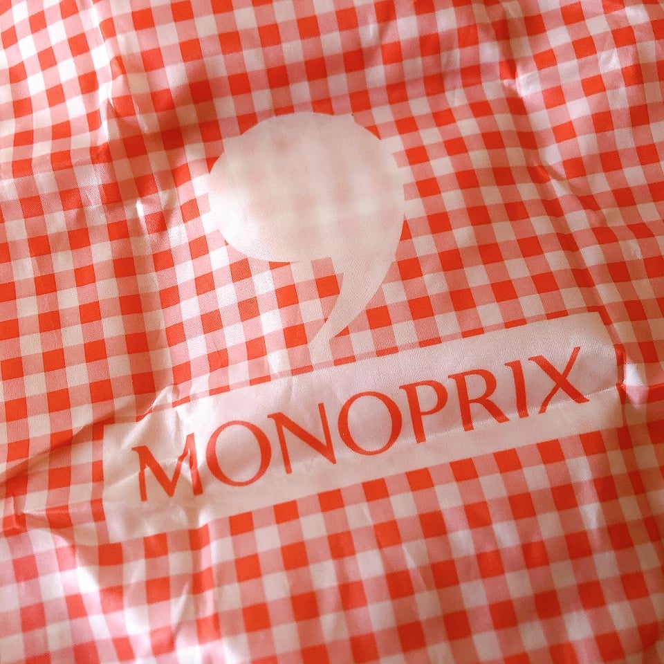 フランス　アンティーク　Xバックチェック　プロフ必読 モノプリエコバッグ 赤ギンガムチェック フランス土産 新品 日本