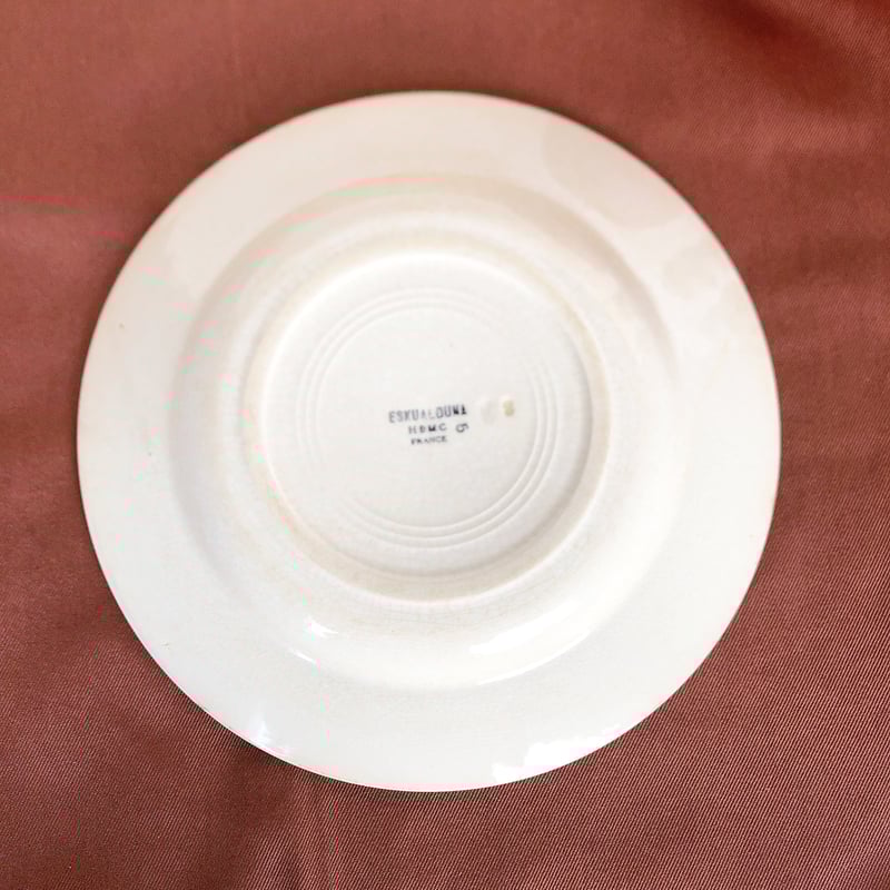 HBCM バスク柄スーププレートB フランスアンティーク食器 バスクアンティーク クレイユモントロー HBCM バスク柄 スーププレート B