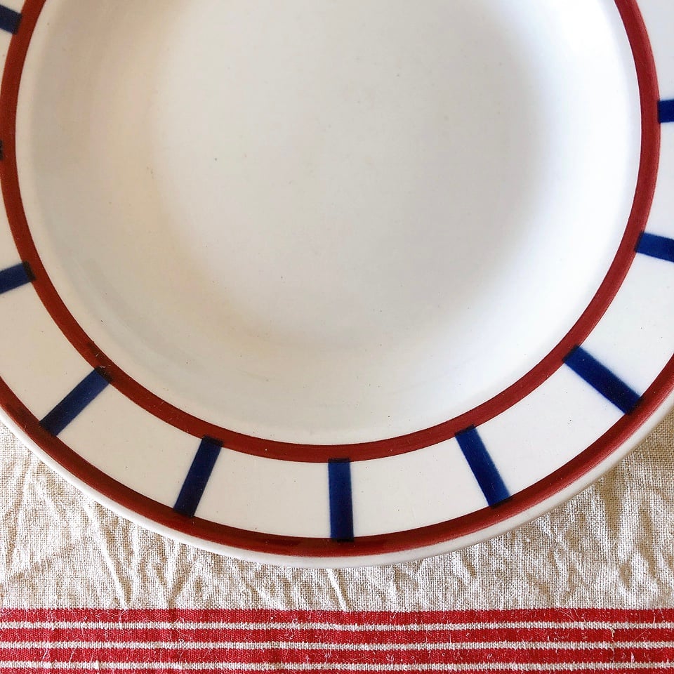 HBCM バスク柄スーププレートB フランスアンティーク食器 バスクアンティーク HBCM バスク柄スーププレートB フランスアンティーク食器 バスク