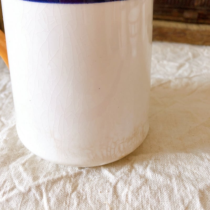 HBCMベアン バスク柄ピシェ ミルクポット 600ML オレンジx青 フランス