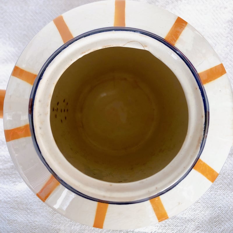 クレイユモントロー　バスク柄　コーヒーポット　ティーポット　フランスアンティーク クレイユモントロー バスク柄 コーヒーポット ティーポット