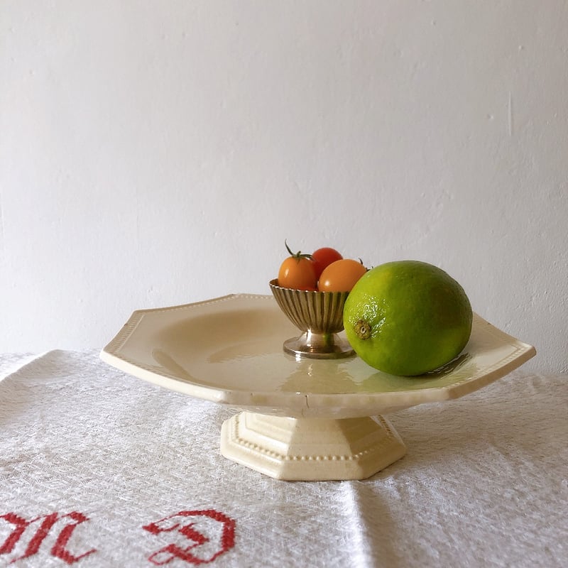 希少　クレイユモントロー 『ナポレオン』ケーキスタンド　フランスアンティーク食器 クレイユモントロー 『ナポレオン』ケーキスタンド フランス