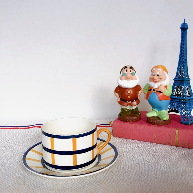 HBCM Béarn バスク柄 ショコラカップアンドソーサー「イエローxブルー