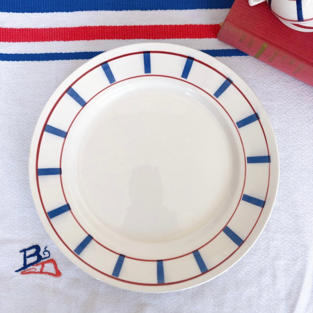 美品ムーランデルー バスク柄 大皿 ラウンドプレートB フランス