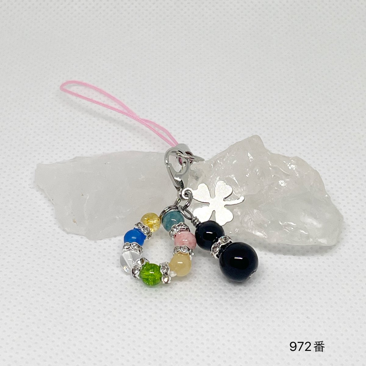 NO.972 7つの天然石とひょうたん チャームストラップ☆御守り handmade