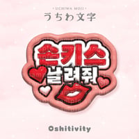 【投げキッスして_韓国語_レッド】うちわ文字