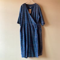 インド綿 草木染め ブロックプリント カシュクールチュニックワンピース