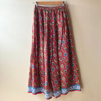 インド 更紗柄のワイドパンツ レッド