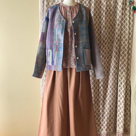 タイ タイコットンのワイドパンツ カーキ