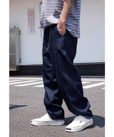 Belted Wide Tapered Denim Pants / 3color