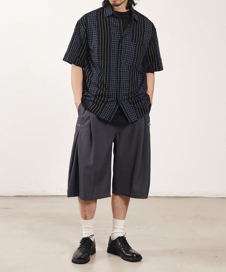 Check Stripe Wide Shirt / 3color