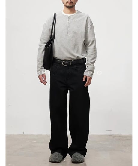 Half-Zip Waffle Long-Sleeve T-Shirt