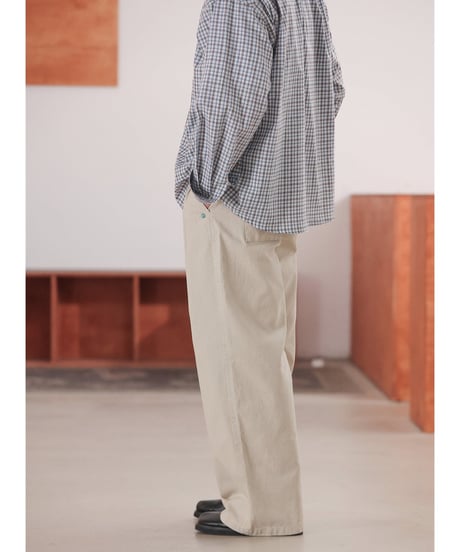 Accent Button Wide Straight Easy Pants  / 2color