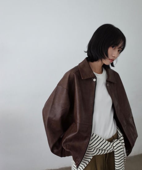 Single Leather Jacket / 2color
