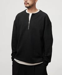 Half-Zip Waffle Long-Sleeve T-Shirt