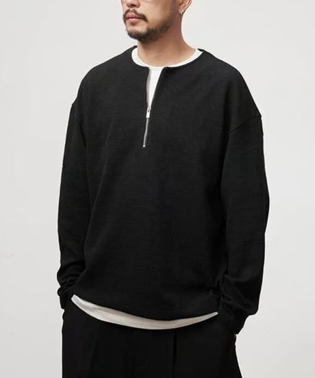 Half-Zip Waffle Long-Sleeve T-Shirt