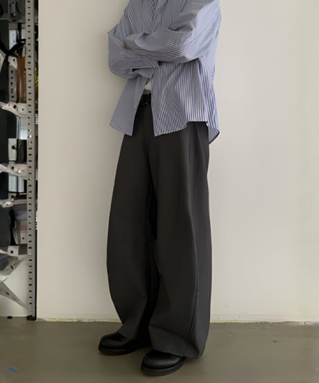 Retro Curved Wide-Leg Pants / 2color