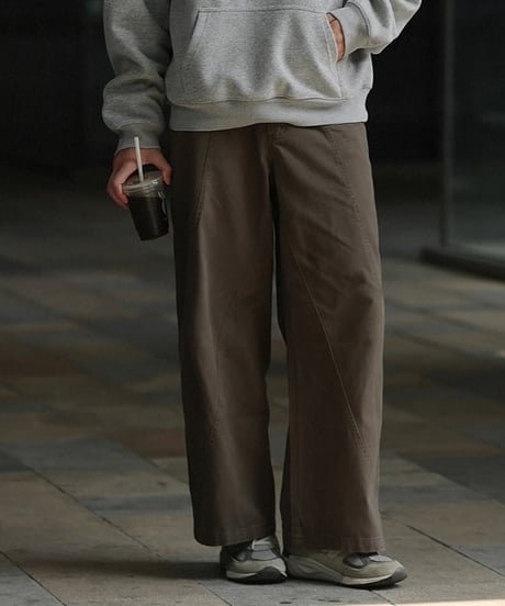 Diagonal Stitch Wide Straight Pants