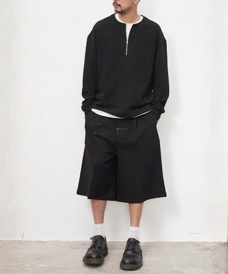 Half-Zip Waffle Long-Sleeve T-Shirt
