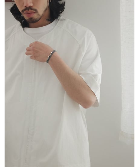 Wide Silhouette No-Collar Zippered Shirt / 5color