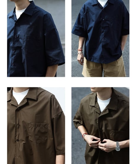 Clean Design Wide Open Collar Shirt / 2color