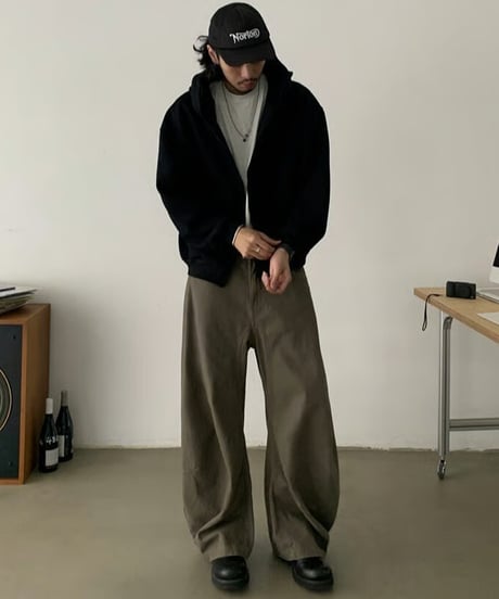 Stand Collar Box Zip Hoodie / 2color