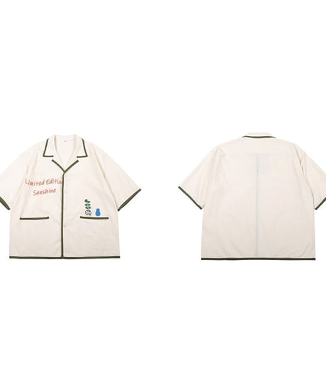 Open Collar Summer Embroidered Loose Silhouette Shirt