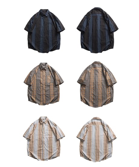 Check Stripe Wide Shirt / 3color