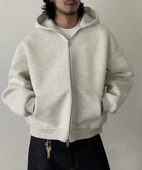 Boxy Zip-Up Hoodie / 2color