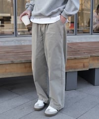 Washed Cotton Tuck Wide Pants