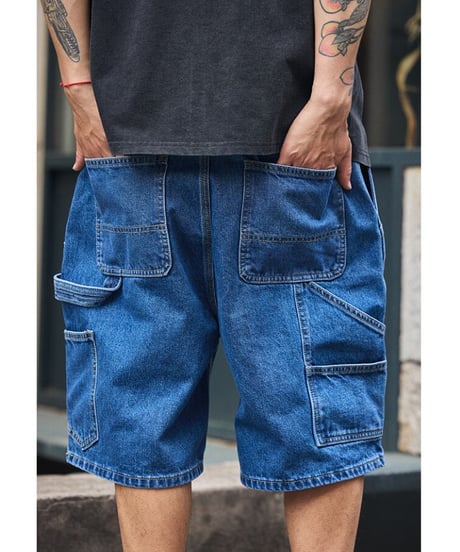 Baggy Silhouette Washed Denim Short Pants / 3color