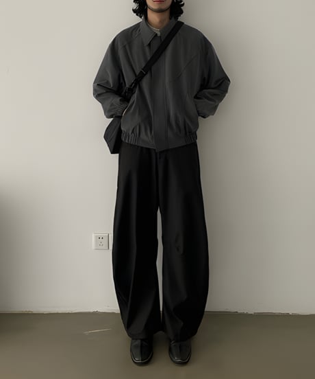 Retro Curved Wide-Leg Pants / 2color