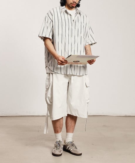 Cord Design 6length Wide Cargo Pants  / 2color