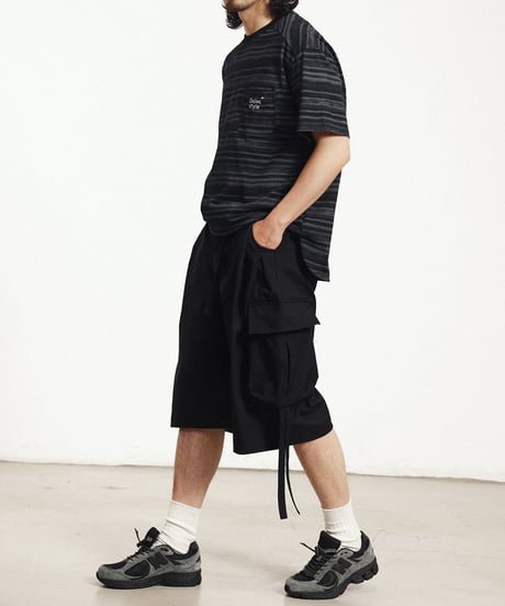 Embroidered Melange Border Slit T-Shirt  / 2color