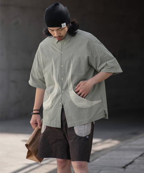 shaped pocket stripe s/s shirt / 3colors