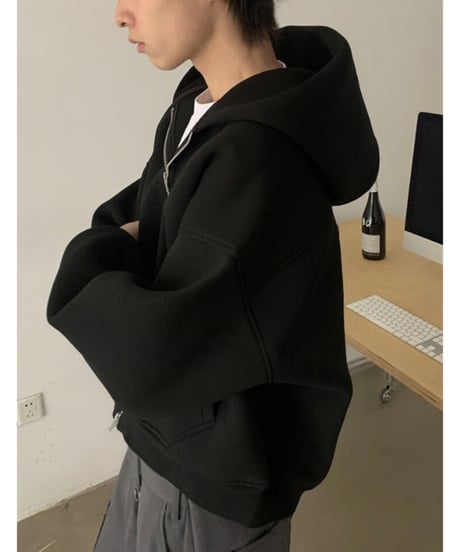 Boxy Zip-Up Hoodie / 2color