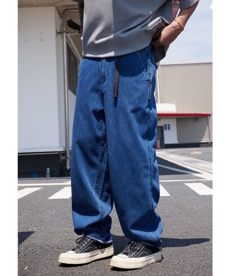 Belted Wide Tapered Denim Pants / 3color