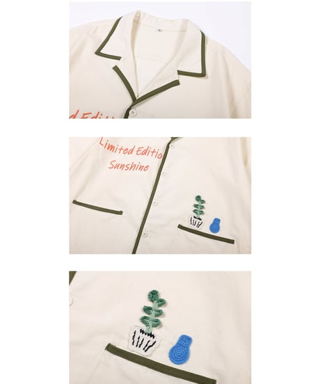 Open Collar Summer Embroidered Loose Silhouette Shirt