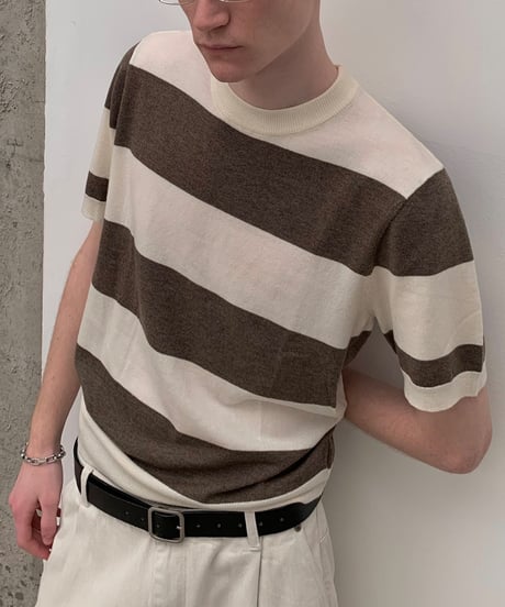 Striped Knit Short Sleeve T-Shirt / 2color