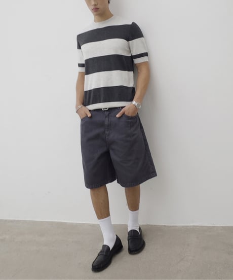 Striped Knit Short Sleeve T-Shirt / 2color