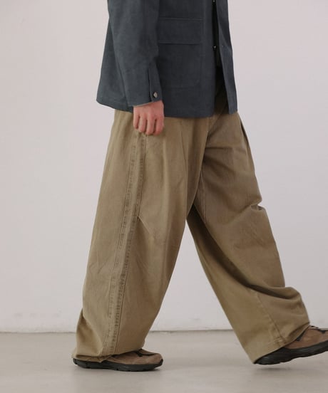 Stitch Tuck Wide Work Pants  / 2color
